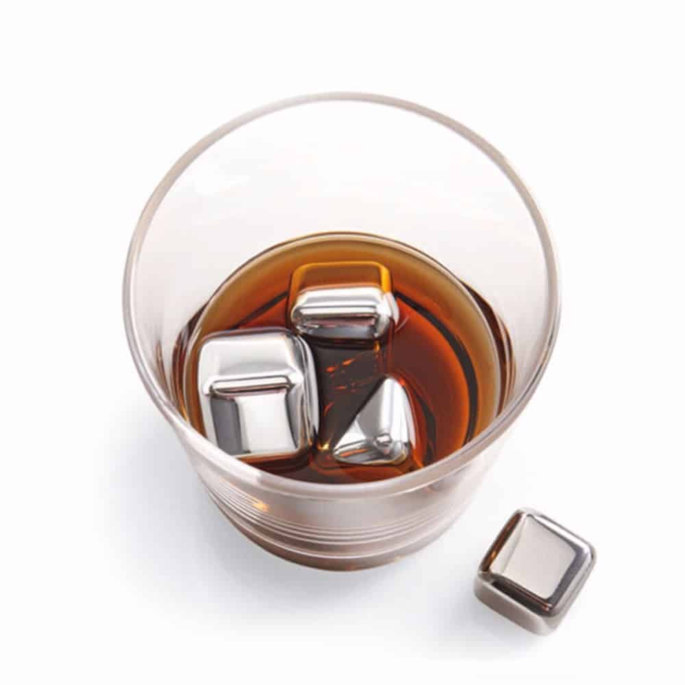 8 Glaçons Réutilisables En Acier Inoxydable 304 + Pince & Boîte De Rangemen – Idéal Pour Whisky, Bourbon, Vodka & Vin Rouge