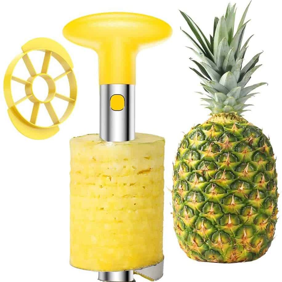 Jocca Coupe-Ananas Inox - Épluche Et Découpe Ananas - Récupère Jus - 24cm - Ustensile Cuisine