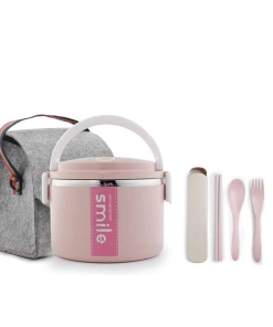 Lunch Box Inox Étanche Multi-étage Rose 1 étage avec un sac