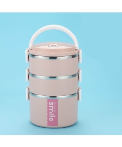 Lunch Box Inox Étanche Multi-étage Rose 3 étages