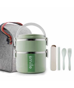 Lunch Box Inox Étanche Multi-étage Vert 2 étages avec un sac