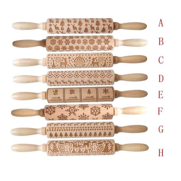 Rouleau à Pâtisserie En Bois Gravé Motifs Pâques - Pour Cookies, Gâteaux DIY, Activité Enfants