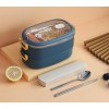 Lunch Box Isotherme Inox Bleu couvercle transparent 2 étages