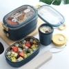 Lunch Box Isotherme Inox Bleu couvercle transparent 2 étages