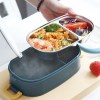 Lunch Box Isotherme Inox Bleu couvercle transparent 2 étages
