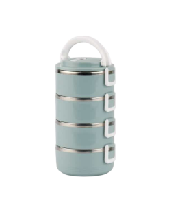 Boîte Inox Ronde Bleue 4 étages