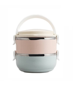 Boîte Repas Isotherme Inox 2 étages avec couverts
