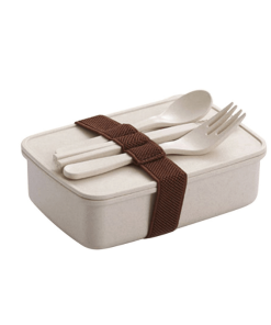Lunch Box Bento Bambou Beige avec couverts