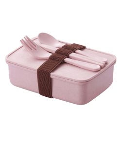 Lunch Box Bento Bambou Rose avec couverts