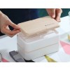 Lunch Box Bento Compartimentée Multi-étage Style Bois