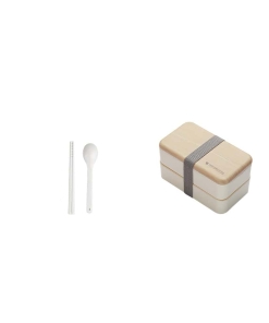 Lunch Box Bento Compartimentée Multi-étage Style Bois Blanche