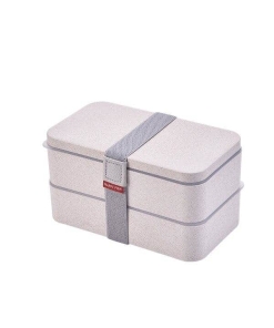 Bento Grise 2 étages Compatible Micro-ondes