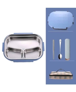Lunch Box Bento Isotherme Inox Compartimentée Bleue