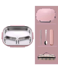 Lunch Box Bento Isotherme Inox Compartimentée Rose