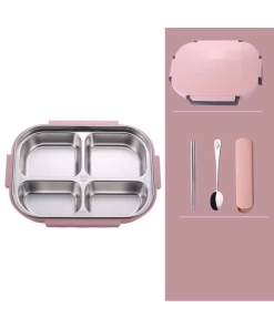 Lunch Box Bento Isotherme Inox Compartimentée Rose