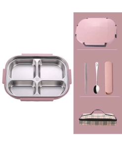 Lunch Box Bento Isotherme Inox Compartimentée Rose