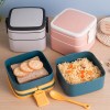 Lunch Box Cube Plastique Double-étage Rose