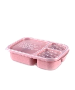 Lunch Box en Fibre de blé Rose Triple-compartiment Compatible Micro-ondes