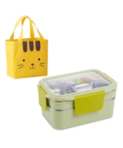 Lunch Box Enfant Inox Compartimentée Verte Motifs cartoon