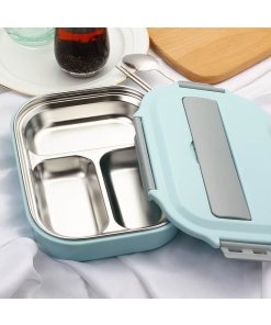 Lunch Box Isotherme Inox Compartimentée Bleue
