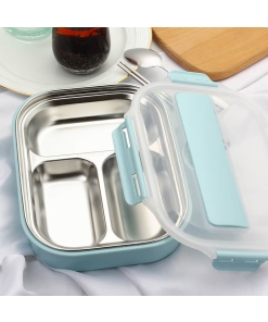 Lunch Box Isotherme Inox Compartimentée Bleue