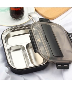 Lunch Box Isotherme Inox Compartimentée Noire