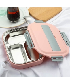 Lunch Box Isotherme Inox Compartimentée Rose - Opaque