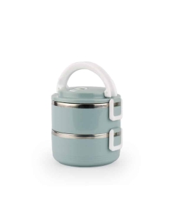 Lunch Box Isotherme Inox Ronde Bleue 2 étages