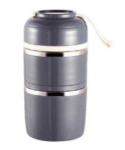 Lunch Box Isotherme Inox Ronde Multi-étage Grise 2 étages