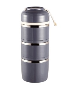 Lunch Box Isotherme Inox Ronde Multi-étage Grise 3 étages