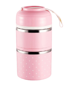 Lunch Box Isotherme Inox Ronde Multi-étage Rose 2 étages