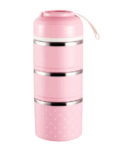 Lunch Box Isotherme Inox Ronde Multi-étage Rose 3 étages