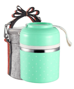 Lunch Box Isotherme Inox Ronde Multi-étage Verte 1 étage avec sac