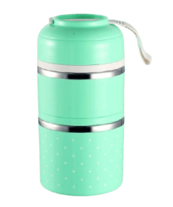 Lunch Box Isotherme Inox Ronde Multi-étage Verte 2 étages