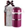 Lunch Box Isotherme Inox Ronde Multi-étage Violette 2 étages avec sac