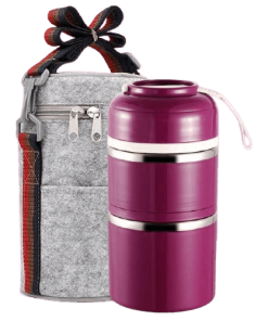Lunch Box Isotherme Inox Ronde Multi-étage Violette 2 étages avec sac