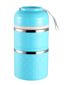 Lunch Box Isotherme Inox Ronde Multi-étage Bleue 2 étages