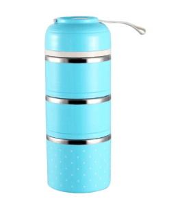 Lunch Box Isotherme Inox Ronde Multi-étage Bleue 3 étages