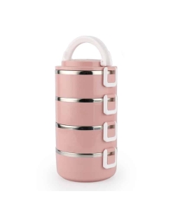 Boîte Inox Ronde Rose 4 étages