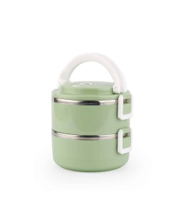 Lunch Box Isotherme Inox Ronde Verte 2 étages