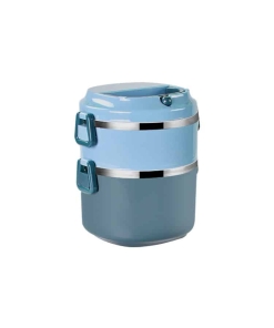 Lunch Box Isotherme Multi-étage Bleue Inox avec Poignée