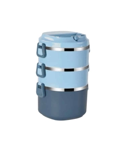 Lunch Box Multi-étage Bleue Inox avec Poignée 3 étages
