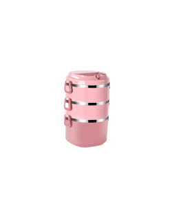 Lunch Box Multi-étage Rose Inox avec Poignée 3 étages
