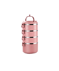 Lunch Box Multi-étage Rose Inox avec Poignée 4 étages