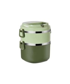Lunch Box Isotherme Multi-étage Verte Inox avec Poignée