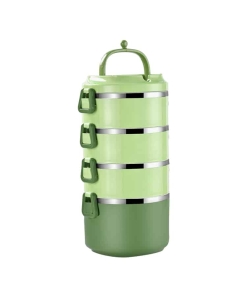 Lunch Box Multi-étage Verte Inox avec Poignée 4 étages