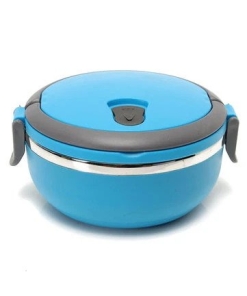 Lunch Box Ronde Isotherme Inox avec Poignée Bleu