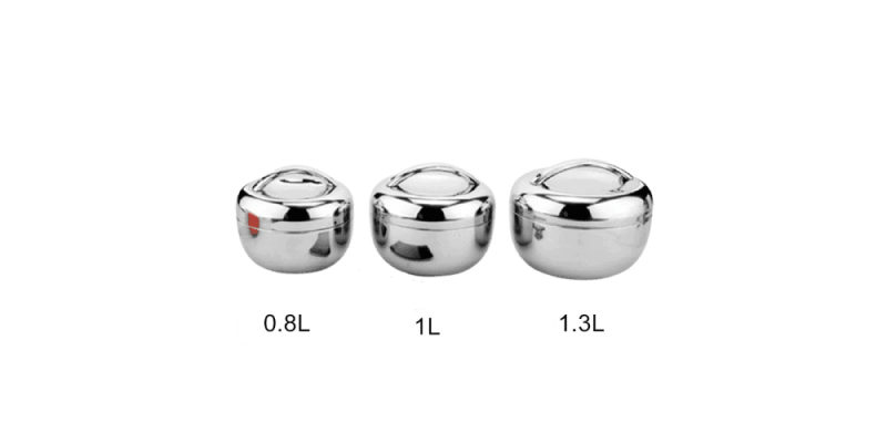 Lunch Box Ronde Inox 0.8L, 1L, 1.3L avec Poignée