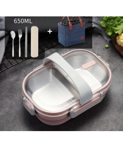Lunch Box Rose Double-compartiment avec Couvercle transparent