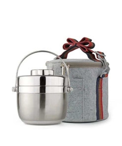 Boîte Repas Ronde Inox Isotherme Argent